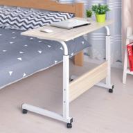 height adjustable side table with rolling wheels - sofa side table - slide 🛏️ under bedside end table - laptop desk computer stand workstation - home office bedroom hospital (#11) logo