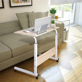 img 1 attached to Height Adjustable Side Table with Rolling Wheels - Sofa Side Table - Slide 🛏️ Under Bedside End Table - Laptop Desk Computer Stand Workstation - Home Office Bedroom Hospital (#11)