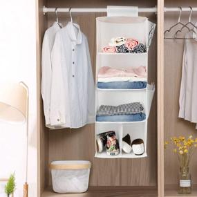 img 3 attached to Maximize Closet Storage with 4-Shelf Hanging Closet Organizer - White