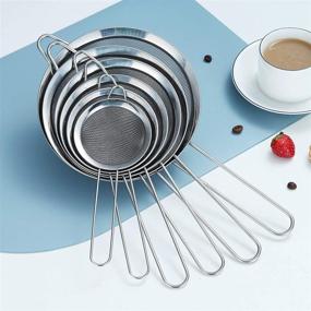 img 3 attached to 🔍 6-Piece Set of Kyraton Fine Mesh Strainers: Ideal for Baking, Flour Sifting, Stainless Steel Clandering, Matcha Tea Filtering, Gravy Separation, and Stasher Pasta Sieving