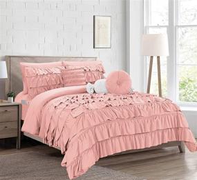 img 1 attached to 🛏️ Luxurious 10-PIECE Bed-in-a-Bag Cindyrealla Comforter Set - Soft, Cozy, Multiruffle - Twin/Twin XL, Dusty Rose