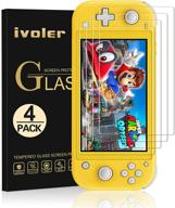 🔒 4-pack tempered glass screen protector for nintendo switch lite by ivoler - transparent hd, high definition, clear anti-scratch with anti-fingerprint bubble-free fit - compatible with switch lite 2019 logo