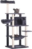 🐱 extra large cat tree with integrated feeding bowl, sisal pole condos, hammock, cave, padded platform | climbing tree for cats with anti-toppling devices логотип