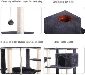 img 1 attached to 🐱 Extra Large Cat Tree with Integrated Feeding Bowl, Sisal Pole Condos, Hammock, Cave, Padded Platform | Climbing Tree for Cats with Anti-Toppling Devices