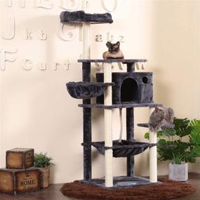 img 3 attached to 🐱 Extra Large Cat Tree with Integrated Feeding Bowl, Sisal Pole Condos, Hammock, Cave, Padded Platform | Climbing Tree for Cats with Anti-Toppling Devices