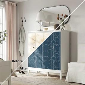 img 2 attached to Modern Blue Geometric Peel and Stick Wallpaper - 17.71 in X 118 in - Self-Adhesive Removable, Matte Finish, Easy to Line Up - Ideal for Home Decoration and Furniture Renovation
