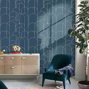 img 1 attached to Modern Blue Geometric Peel and Stick Wallpaper - 17.71 in X 118 in - Self-Adhesive Removable, Matte Finish, Easy to Line Up - Ideal for Home Decoration and Furniture Renovation
