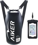 π aiker waterproof dry bag backpack - 10l / 20l with ipx8 waterproof case - best for kayaking, rafting, beach, camping, hiking, fishing, boating - black logo