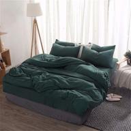 emerald queen simple solid color bedding set: 🛏️ 4-piece washed microfiber duvet cover - soft & stylish logo