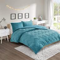 teal full/queen size intelligent design kai solid chevron quilted reversible ultra soft microfiber comforter set bedding with cozy plush zipper closure logo