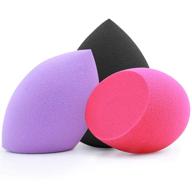 multi-colored makeup sponges, foonbe foundation blending beauty sponge, suitable for dry & wet application of powder, cream, or liquid, 3 pcs logo