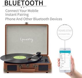 img 3 attached to 🎵 Винтажный проигрыватель виниловых пластинок в стиле ретро с Bluetooth-подключением, 3 скоростями, встроенными динамиками и дополнительным стилусом - кофейно-коричневый