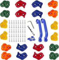 🐽 kinspory 20-piece rock wall climbing holds for kids &amp; outdoor playground playset building - colourful pig nose shape climbing set with two blue handles логотип