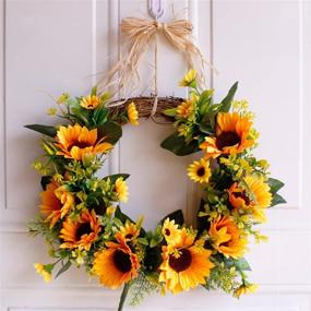 img 3 attached to 🌻 Sunflower Wreath with Yellow Florals and Green Foliage for Indoor or Outdoor Home Decoration, 13.8" - Enhanced SEO