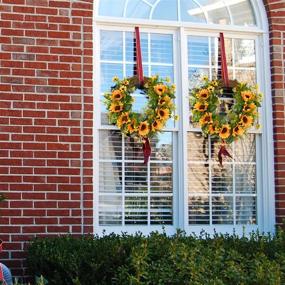 img 2 attached to 🌻 Sunflower Wreath with Yellow Florals and Green Foliage for Indoor or Outdoor Home Decoration, 13.8" - Enhanced SEO