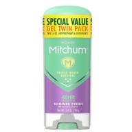 mitchum women's antiperspirant deodorant stick - triple odor defense, gel formula, 48 hours protection, shower fresh scent, 3.4 oz (pack of 2) logo