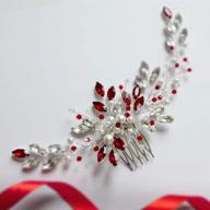 aimimier bridal red crystal hair comb with ruby hair vine & pearl hair piece - perfect for prom, party, festival, wedding hair accessories for women & girls logo