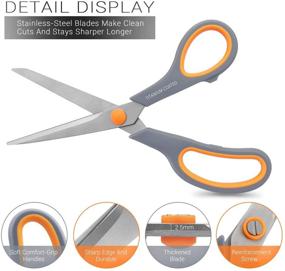 img 2 attached to 🔪 8-Inch Titanium Coated Multipurpose Scissors - Sturdy and Sharp with Comfort-Grip Handles for Office, Home, School, Sewing, Fabric, Crafts - Pack of 2 (Gray)