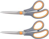 🔪 8-inch titanium coated multipurpose scissors - sturdy and sharp with comfort-grip handles for office, home, school, sewing, fabric, crafts - pack of 2 (gray) logo