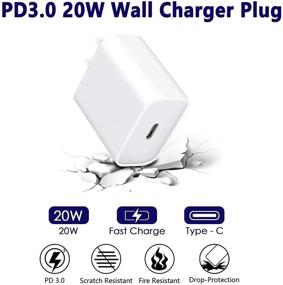 img 1 attached to Зарядное устройство для стены USB C PD 20 Вт и кабель Lightning для iPhone 12/11/XS, Apple MFi Certified, быстрая зарядка, тип C адаптер питания