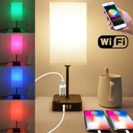 cozoo wifi-enabled rgb & usb bedside table lamp: 3 usb charging ports, 2 power outlets, dimmable led light, music sync, color changing - perfect for home, bedroom, living room, and parties! логотип