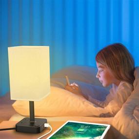 img 3 attached to COZOO WiFi-enabled RGB & USB Bedside Table Lamp: 3 USB Charging Ports, 2 Power Outlets, Dimmable LED Light, Music Sync, Color Changing - Perfect for Home, Bedroom, Living Room, and Parties!