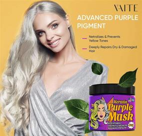 img 3 attached to 💜 Purple Hair Mask: Argan Oil & Keratin for Platinum, Silver, and Blonde Hair - Remove Brassy Blonde & Yellow Tones - Restore Damaged, Dry Hair - Made in USA - 8 oz