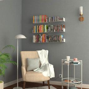 img 1 attached to 📚 Bali White Wallniture Floating Shelves - CD DVD Storage & Metal Bookshelf Set of 6