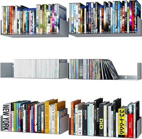 img 4 attached to 📚 Bali White Wallniture Floating Shelves - CD DVD Storage & Metal Bookshelf Set of 6