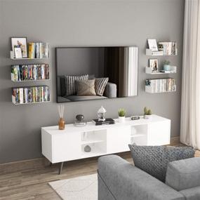 img 3 attached to 📚 Bali White Wallniture Floating Shelves - CD DVD Storage & Metal Bookshelf Set of 6