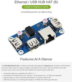 img 1 attached to Waveshare Ethernet/USB HUB HAT (B) для серии Raspberry Pi - 1x порт RJ45 Ethernet и 3X порта USB 2.0