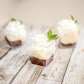 img 2 attached to 🍨 Supernal 100pcs Square Plastic Dessert Cups (4oz) with 100pcs Mini Gold Plastic Spoons: Perfect for Cakes, Ice Cream, and Appetizers!