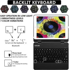 img 3 attached to 🔤 SZILBZ 360°Rotating Keyboard Case for iPad 2017/2018/Air/Air 2/Pro 9.7 - Smart Cover with Backlit Keys, Auto Wake/Sleep, Black (iPad 6th/iPad 5th/iPad Air 1.2 Compatible)