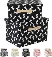 enzk&unity cute decorative storage baskets: set of 2 bone-themed foldable and stackable cotton organizers for toys, pets, kids, nursery, playroom, shelf, clothes, living room, bedroom - with lids! logo