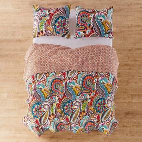 img 3 attached to 🛏️ Levtex Home Rhapsody Quilt Set: King Quilt + 2 King Pillow Shams - Paisley Design in Vibrant Colors - Reversible Cotton Pattern - Sizes (106 x 92in.) & (36 x 20in.)