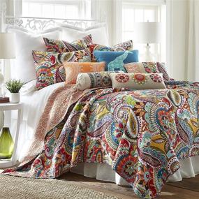 img 4 attached to 🛏️ Levtex Home Rhapsody Quilt Set: King Quilt + 2 King Pillow Shams - Paisley Design in Vibrant Colors - Reversible Cotton Pattern - Sizes (106 x 92in.) & (36 x 20in.)