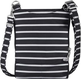 img 3 attached to 🔒 Secure Your Travels with Travelon Anti-Theft Classic Light Mini Crossbody Bag - Black with White Stripe