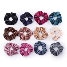 img 3 attached to 🎀 12-Pack Assorted Velvet Hair Scrunchies: Elastic Hair Bands for Women and Girls - 12 Colors Hair Accessories Bundle