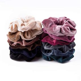 img 2 attached to 🎀 12-Pack Assorted Velvet Hair Scrunchies: Elastic Hair Bands for Women and Girls - 12 Colors Hair Accessories Bundle