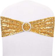 add glamour to your wedding with desirable life pack of 50 gold sequin chair sashes - elegant decorative bows for romantic home chair cover sash decorations logo
