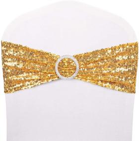 img 4 attached to Add Glamour to Your Wedding with Desirable Life Pack of 50 Gold Sequin Chair Sashes - Elegant Decorative Bows for Romantic Home Chair Cover Sash Decorations