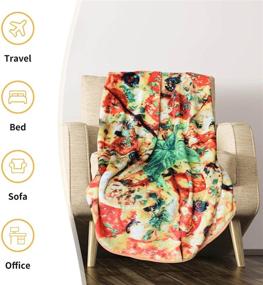 img 2 attached to 🍕 BROSHAN Funny Throw Blanket for Kids, Realistic Food Plush Bed Blankets Colorful 47'' Diameter, Soft Cozy Fleece Pizza Blanket for Sofa, Bed, and Travel - 300GSM