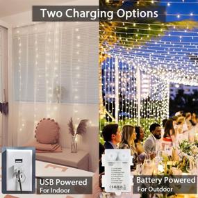 img 3 attached to 🌟 Cool White Fairy Lights Curtain - USB/Battery Powered, Remote Controlled String Lights for Wall Party Christmas Indoor Outdoor Decor (7.87Ft x 5.9Ft)