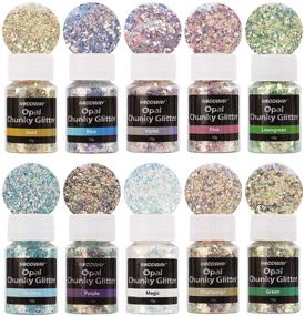 img 4 attached to 💫 Sparkle and Shine: Opal Glitter NODDWAY Chunky Craft Glitter 100G - 10 Vibrant Colors for Crafts, Slime, Nail Art & More!