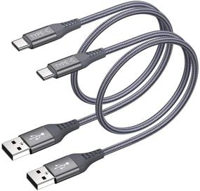 img 4 attached to ⚡️ Быстрая зарядка USB-C кабель 1 фут (2 штуки) - совместимый с Samsung Galaxy S9/S8, Google Pixel 2 XL, LG G7, серый нейлоновый плетеный шнур