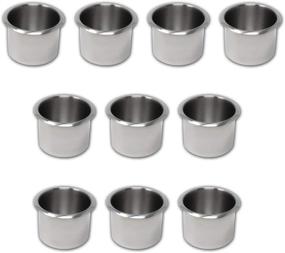 img 1 attached to 🍻 Premium Da Vinci Set of 10 Stainless Steel Drop-in Poker Table Cup Holders - Ideal for Standard Soda Cans or Beer Bottles