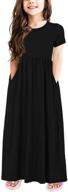 🌸 стильное длинное платье gorlya для девочки с коротким рукавом с цветочным принтом и карманами - идеально для повседневного отдыха (4-12 лет) логотип