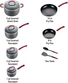 img 3 attached to 🍳 Набор посуды T-fal Ultimate Hard Anodized Nonstick Cookware - 12 предметов, красный | Можно мыть в посудомоечной машине и долговечное качество