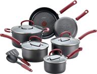 🍳 набор посуды t-fal ultimate hard anodized nonstick cookware - 12 предметов, красный | можно мыть в посудомоечной машине и долговечное качество логотип