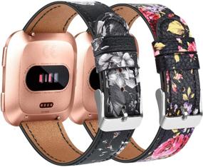 img 3 attached to 🎁 Набор из 2 кожаных ремешков для Fitbit Versa 2 & Versa & Versa Lite - Классические заменяемые кожаные браслеты для женщин и мужчин - OwnZone